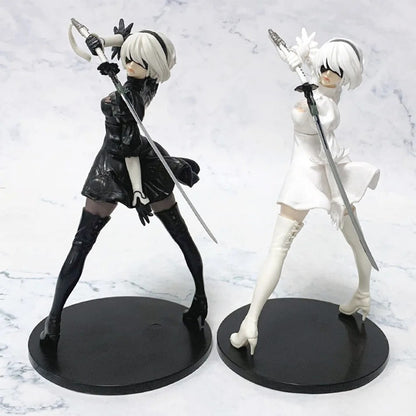 Figura de Anime Yorha 2B Quente de 18CM Série Preto e Branco PVC Colecionável Boneco de Ação Estatueta de Presente