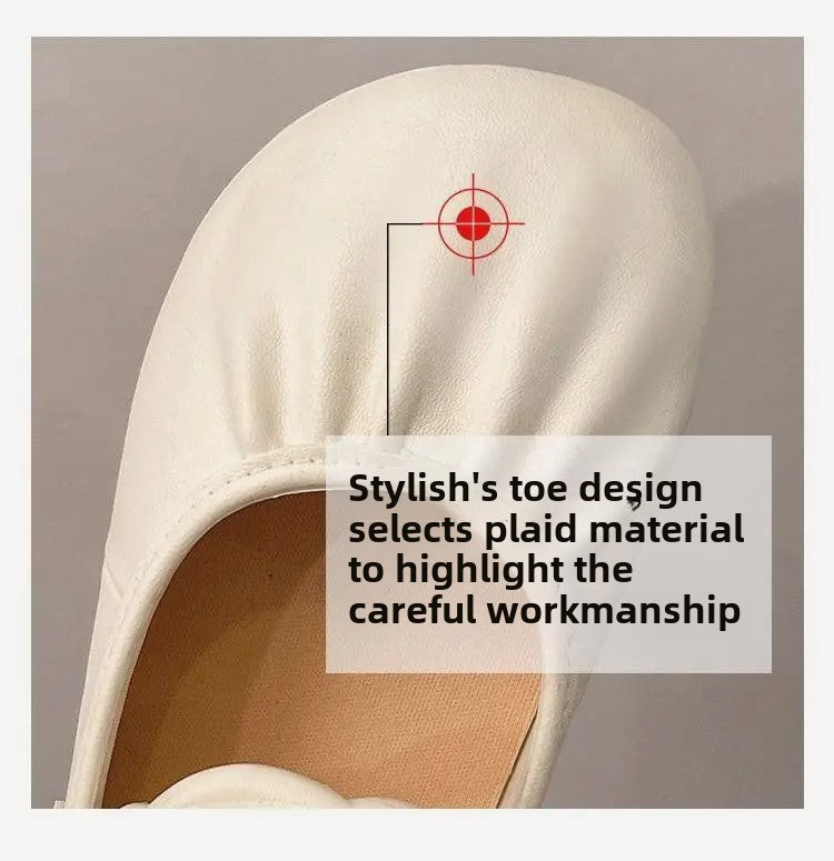 Summer 2025 Women's Flat Mary Jane Sandals Folded Beans Style Versatile Flats Fashionable French Bean Trend Ankle Cover PVC Mate