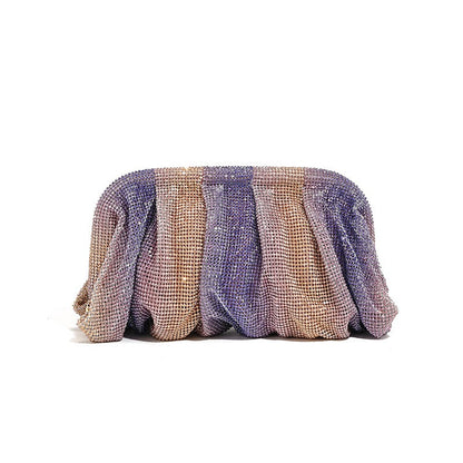 XIYUAN Shinny Ruched Rhinestone Clucth Purse Women Luxury Designer Evening Bags Fashion Party Dinner Handbag Bridal Makeup Bag