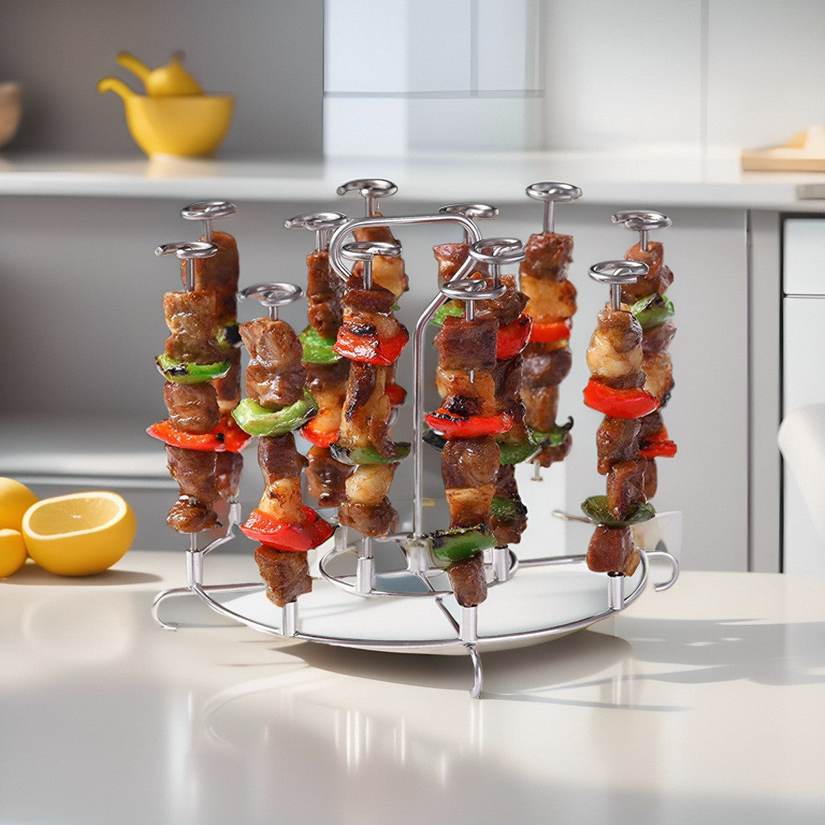 12Pcs Stainless Steel Air Fryer Oven  Barbecue Stick Kitchen BBQ Skewer Grill Reusable Baking Stick Needle Kebab Cooking Tool