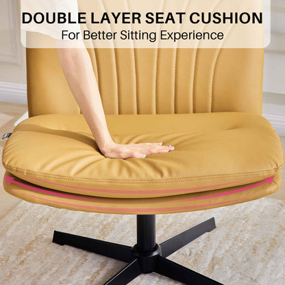 Redlife Criss Cross Chair with Rotating Adjustable Legs Office Chair Durable Pu Leather Wrapped Double Cushion for Home & Office