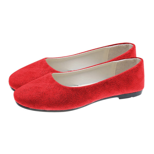 Woman Flats Casual Round Toe Cute Flats Flock Mocasines Ballerina Church Flats Female Suede Elegant Soft Sole Mom Shoes