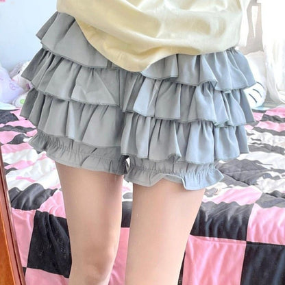 Gidyq High Waist Women Mini Skirts Summer Korean Fashion Ruffle Ball Gowns Skirts Casual Female All Match Cute A Lien Skirt New