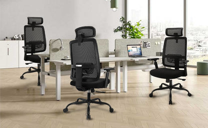Nova Cadeira de Escritório Ergonômica em Malha com Suporte Lombar Ajustável Inclinação de 120° Cadeira de Computador Confortável com Braços Macios Retráteis