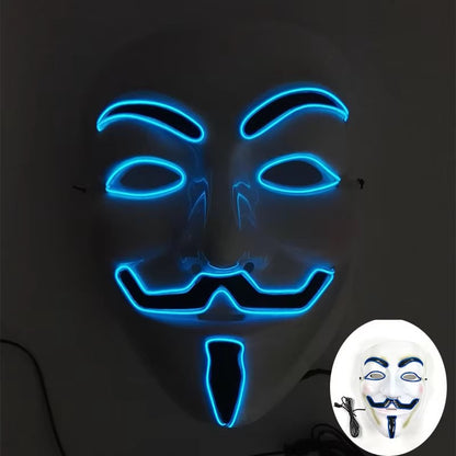 Halloween LED Vendetta Mask Night Club Carnival Party Festival Decoration Cosplay Vendetta Guy Fawkes Mascara Glowing V Mask