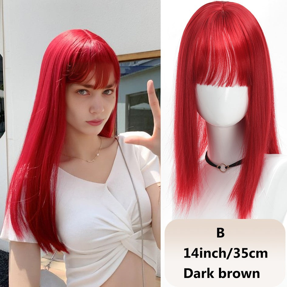 Franja sintética feminina de 25 cm/35 cm, lisa, aplique de cabelo topo, três presilhas, peruca preta/peruca marrom/peruca bege/peruca cáqui