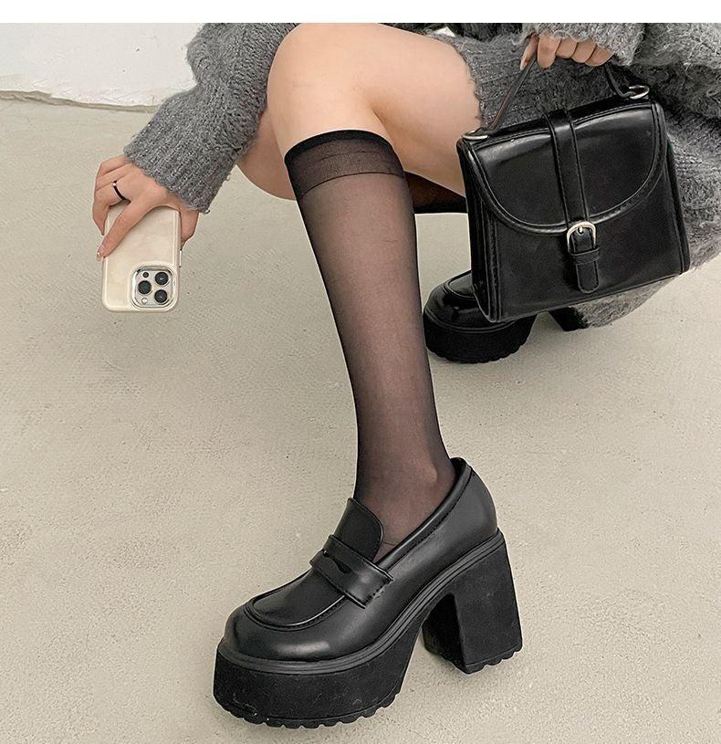 autumn Platform Mary Jane Shoes Ladies Hot Sale High Heels Loafers Women Shoes Retro Chunky Heels Pumps Woman Uniform College