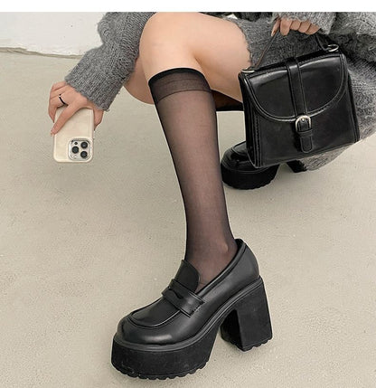 autumn Platform Mary Jane Shoes Ladies Hot Sale High Heels Loafers Women Shoes Retro Chunky Heels Pumps Woman Uniform College