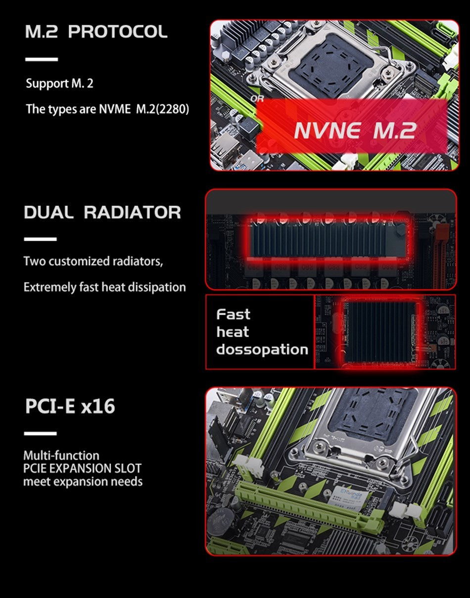 Placa-mãe ENVINDA X79 LGA 2011 USB2.0 SATA3 Suporta Memória REG ECC e Processador Xeon E5 4DDR3 PCI-E NVME M.2
