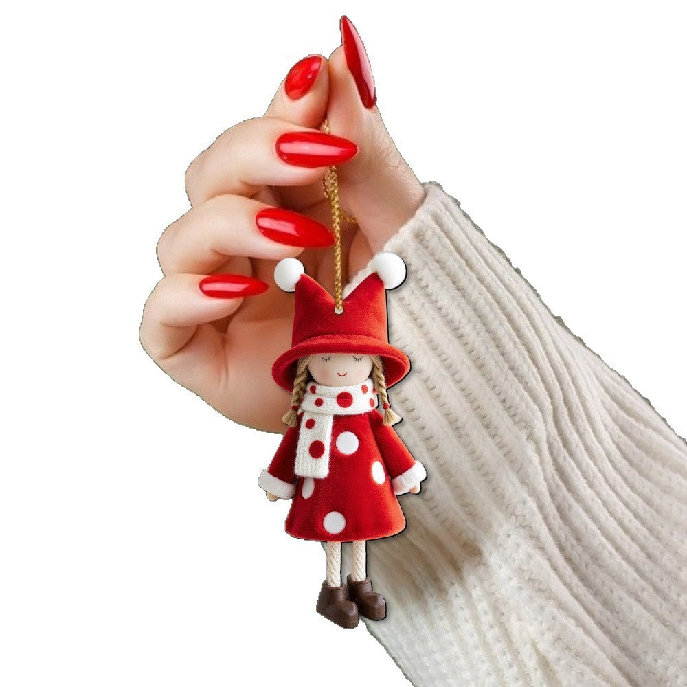 Runtow 16pcs 2D Wooden Christmas Angel Doll Pendant, Merry Christmas Tree Hanging Decoration, Xmas Gifts,Navidad 2026 ,New Year