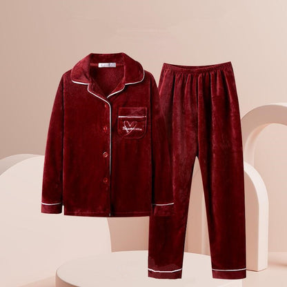 New 2025 Women's Coral Velvet Keep Warm Pajama Sets Autumn and Winter Thickened Fleece Warm Flannel Household Clothes for Women