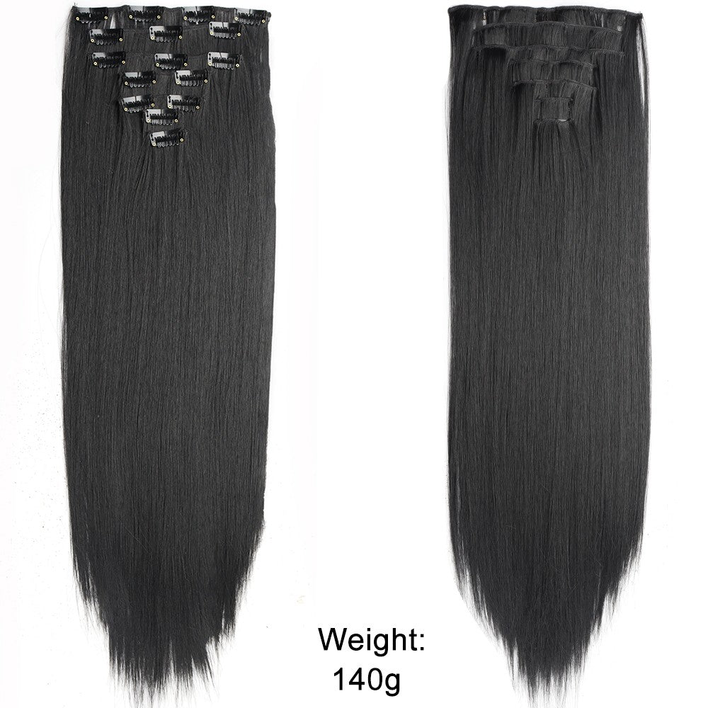 Cabelo Liso Comprido 16 Clipes 7 Pçs/Conjunto de Apliques de Cabelo Sintético Natural Loiro Preto Resistente ao Calor 2026