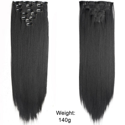 Cabelo Liso Comprido 16 Clipes 7 Pçs/Conjunto de Apliques de Cabelo Sintético Natural Loiro Preto Resistente ao Calor 2026