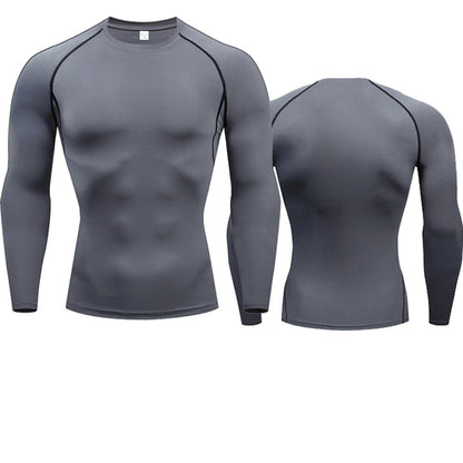 Compression Long Sleeve Shirt Black Fitness T-shirt Men's Muscle Quick drying Gym Sportswear Sun protection Sports Base layer