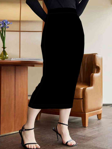 Spring and summer new plus size women's fashion temperament wind slit design solid color half-body skirt