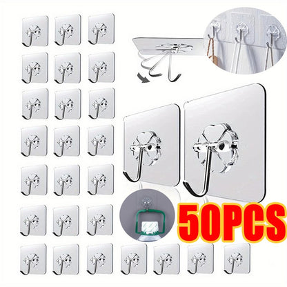 100PcsTransparent Self adhesive wall hooks Multi-Purpose Wall Hook Key Holder Towel Holder For Kitchen Bathroom Accessories
