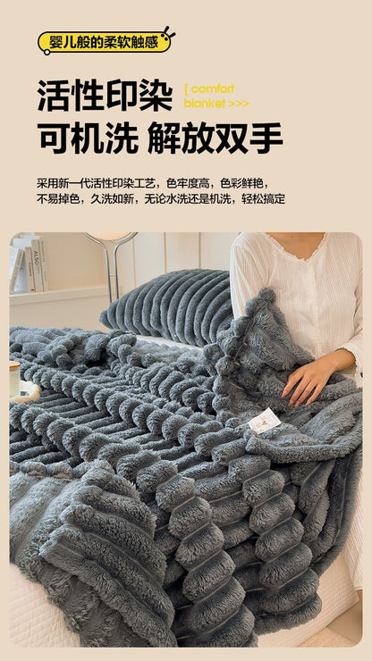 Striped Flannel Fleece Blanket Ultra-Soft Lightweight White Blanket Throw/Twin/Qveen/King Sizes Multi-Color For Bed Couch