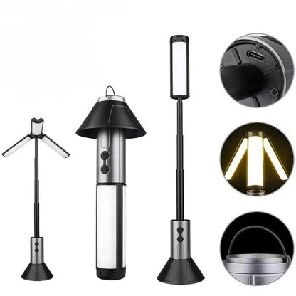 Multi-functional Camping Light 2 in 1 USB Rechargeable Camping Lantern\Flashlight with Hook Outdoor Emergency Camping  Lamp