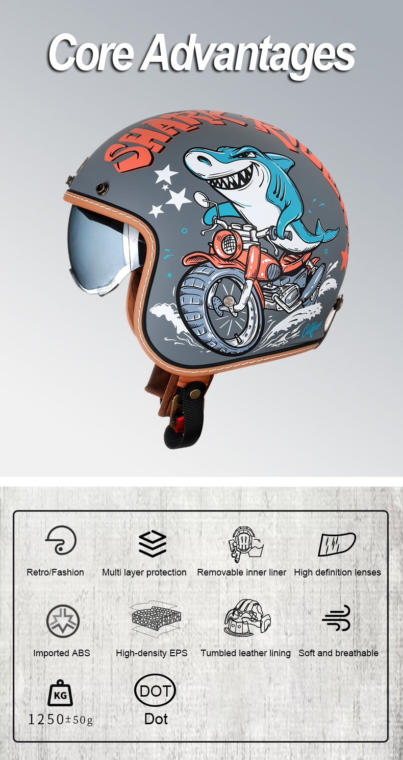 Capacetes Cyril para Motocicletas Acessórios 3/4 Abertos Leves Certificado DOT Segurança Retrô Cascos Moto Capacete