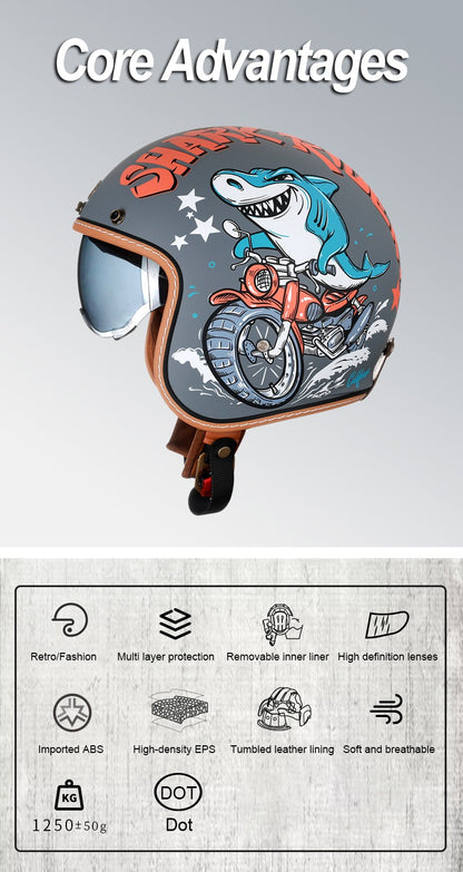 Capacetes Cyril para Motocicletas Acessórios 3/4 Abertos Leves Certificado DOT Segurança Retrô Cascos Moto Capacete