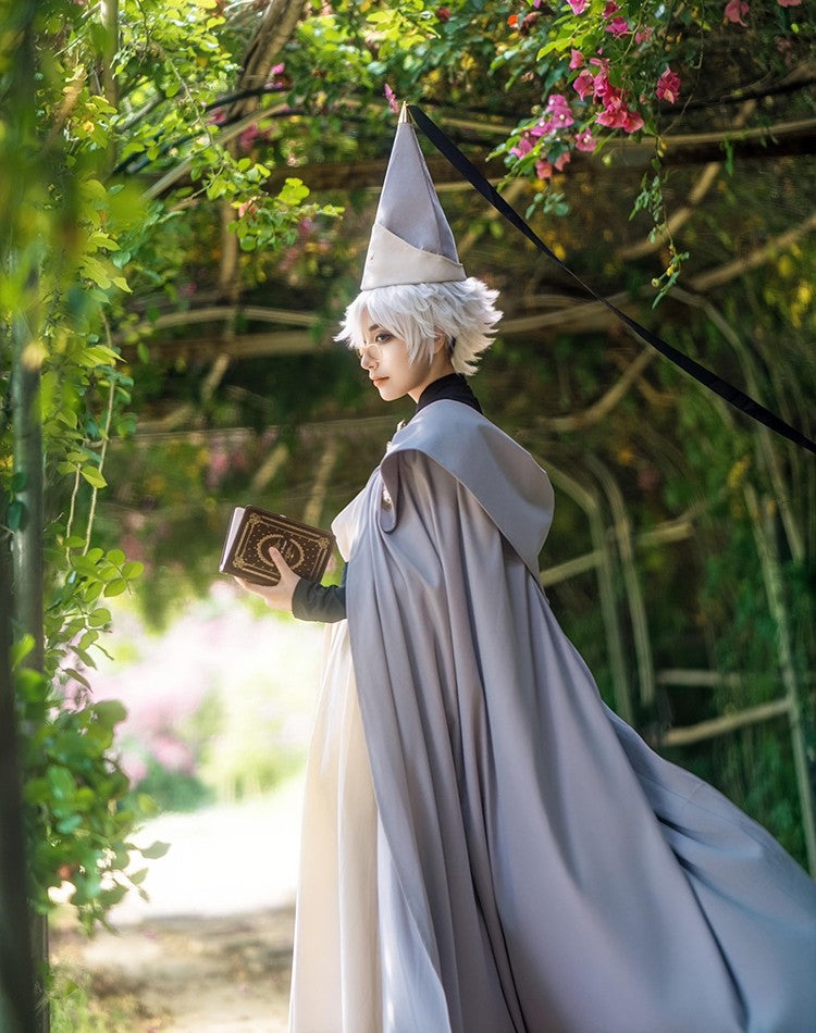 Anime Witch Hat Atelier Cosplay Costume Magician Qifrey Robe Cloak Belt Pointed Hat Wig Set Party Masquerade Carnival Adult Suit
