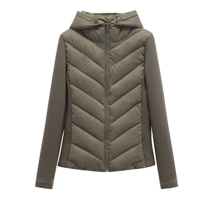 BSK&TRAF autumn and winter new women's hooded air cotton long-sleeved slim stitching light quilted down cotton jacket for women