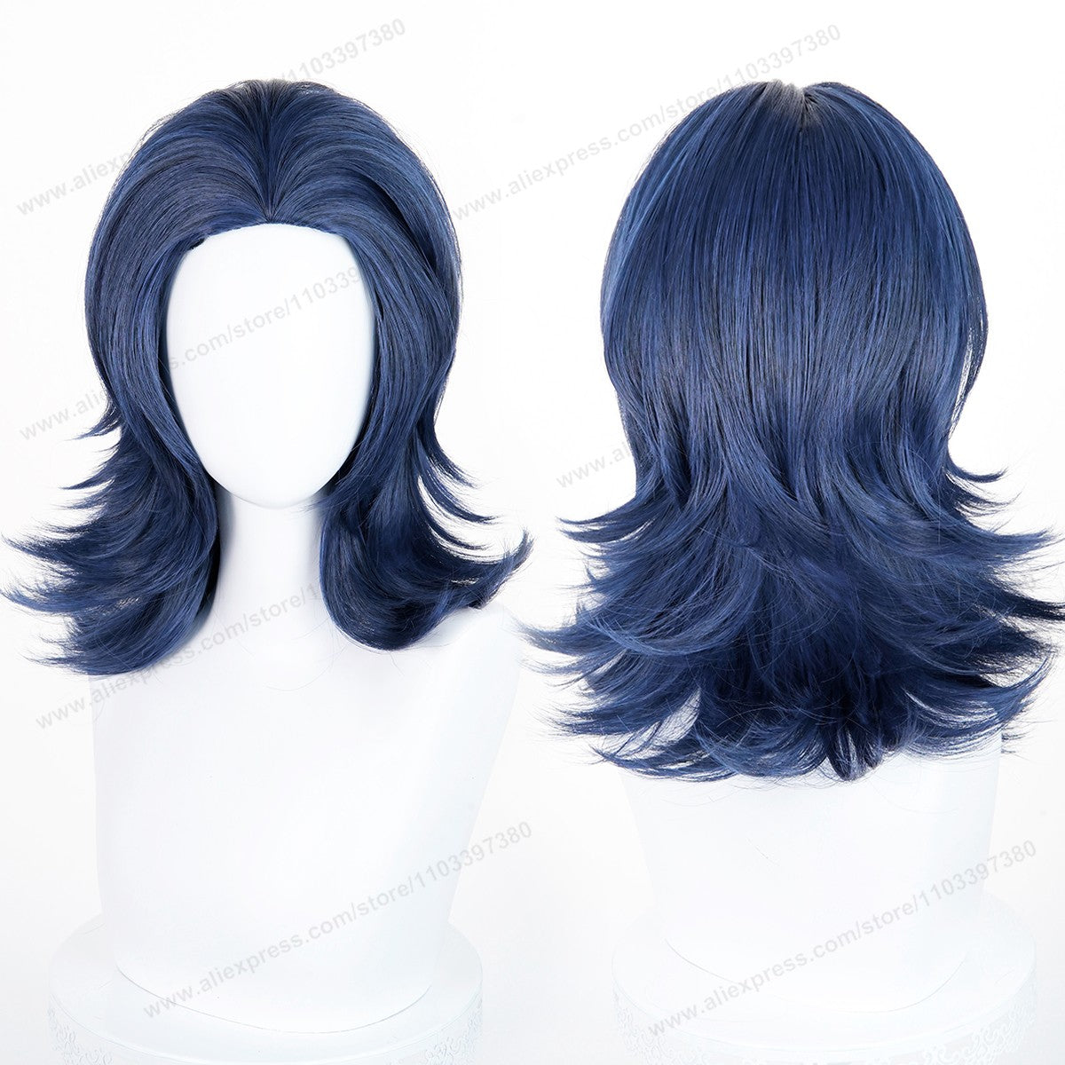 Anime 45cm Universal Cosplay Wig with Enlarged Scalp Free Parting Black White Yellow Man Women Heat Resistant Synthetic Hair