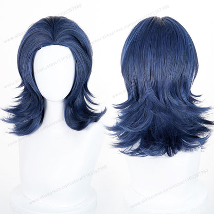 Anime 45cm Universal Cosplay Wig with Enlarged Scalp Free Parting Black White Yellow Man Women Heat Resistant Synthetic Hair