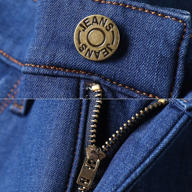 Men New Winter Warm Jeans Male Fleece Lined Thickened Denim Pants Loose Straight Cold Protection Casual Breathable Trousers