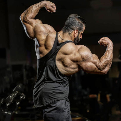 Cotton Y-Back Gym Tank Top for Men, Soft Touch Comfortable Bodybuilding Stringer Singlets Workout Shirt for Athletes