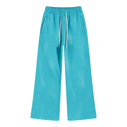 Autumn and winter 2024 new splash ink white spray-dyed loose plus velvet joggers