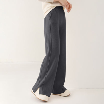 High Waist Wide Leg Woolen Pants Women's Loose Casual Black Long Trousers Autumn Fashion Elegant Commuting Style