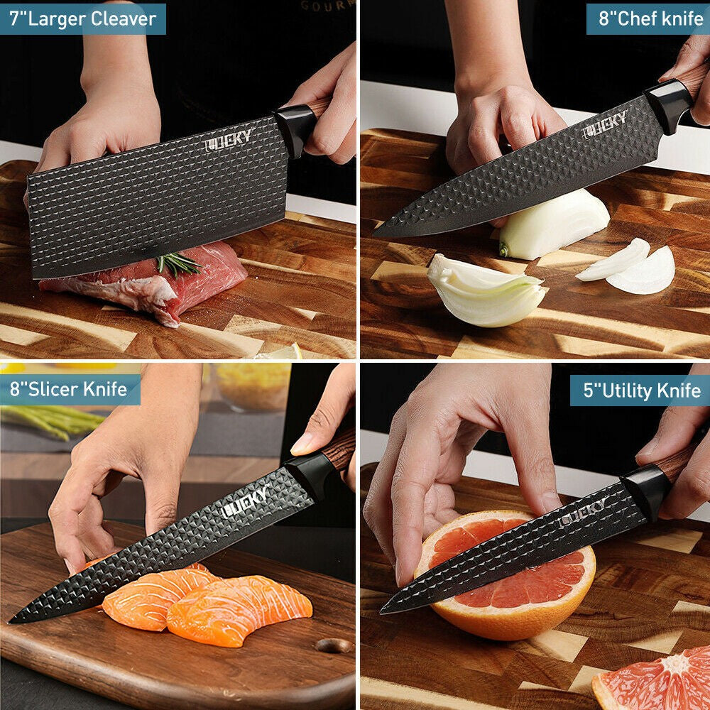 ZENG Kitchen Knives Sets Sharp Stainless Steel Chef Knife,Cleaver,Scissors Vegetable Fruit Peeler Unitly Knife Kitchen Tool Se