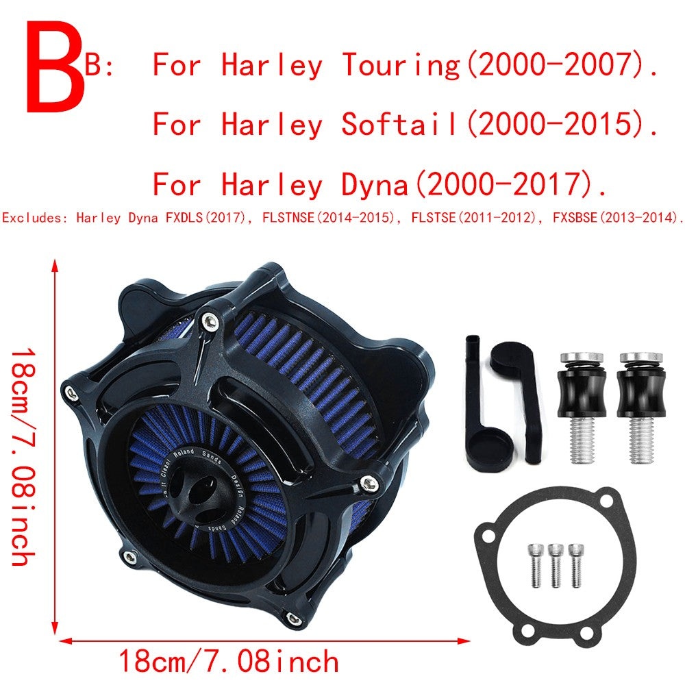 RSD Turbine Air Cleaner Matte Black Intake Filter For Harley Sportster XL 883 Dyna V-Rod Softail Fat Boy Touring Ultra FLHR FLHX