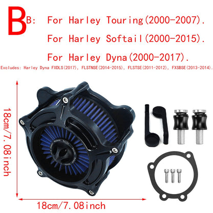 RSD Turbine Air Cleaner Matte Black Intake Filter For Harley Sportster XL 883 Dyna V-Rod Softail Fat Boy Touring Ultra FLHR FLHX