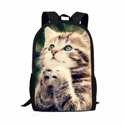 Mochilas de cadernos populares de gato da moda Mochilas escolares para alunos Mochilas para laptop de meninos/meninas à prova d'água de Oxford com estampa 3D
