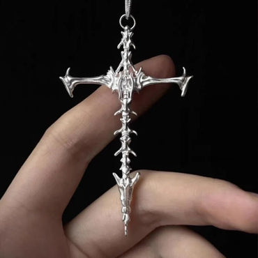 Retro Hip Hop Skull Cross Pendant Necklace for Men and Women Classic Gothtic Dark Style Bone Cross Pendant Necklaces