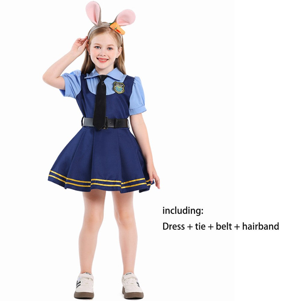 Halloween children Police Judy Rabbit Cosplay Costume Set Party Fantasy Disguise Outfits Children's Day School Stage Performance