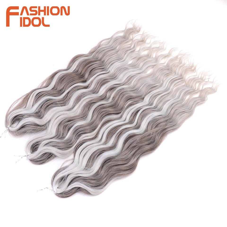 FASHION IDOL Cabelo de Crochê Torção Laranja Extensões de Cabelo Trançado de Onda Profunda Sintética Cabelo Onda de Água 24 Polegadas Fibra Resistente ao Calor