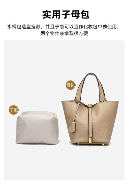 New Leather Luxury Handbag, High-end Soft Leather Bucket Bag, Cowhide Portable Gift Bag, Commuting Versatile Women's Bag