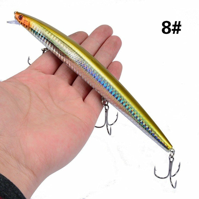 16 Cores 18cm 24g Isca Artificial Minnow Laser Crankbait Dura Plástico Grande Isca Falsa para Pesca Marítima