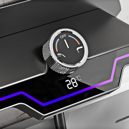 Luxury black brass wall mounted thermostatic bathroom faucet with LED digital display design, embedded hot and cold bathtub Tap