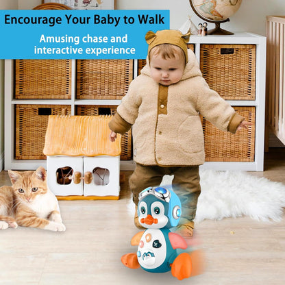 Penguin Musical Baby Crawling Toys Infant Moving Walking Dancing Toys with Light Toddler Interactive Development Tummy Time Gift