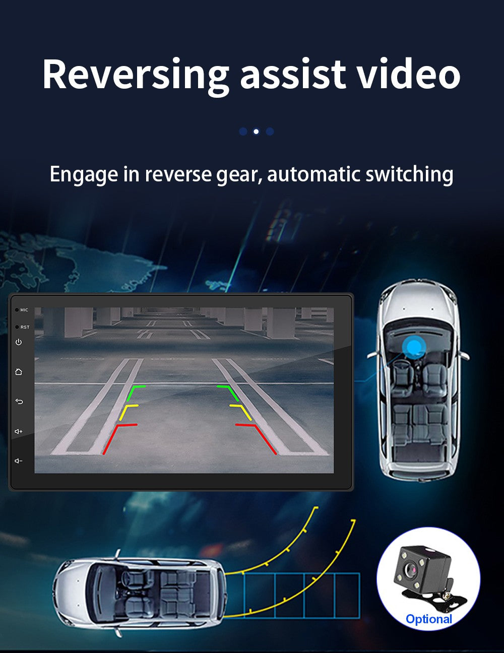 BQCC 7" Quad Core RAM ROM 2GB 32GB Android 13 ASP 16EQ WIFI GPS Navegação Rádio Automotivo Mirrorlink Carplay Car Palyer Para Universal