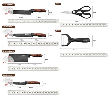 Conjunto de Facas de Cozinha MDHAND Faca de Aço Inoxidável, Conjunto de Utensílios de Cozinha de 6 Peças, Faca de Frutas, Ferramentas Essenciais de Culinária para Restaurantes