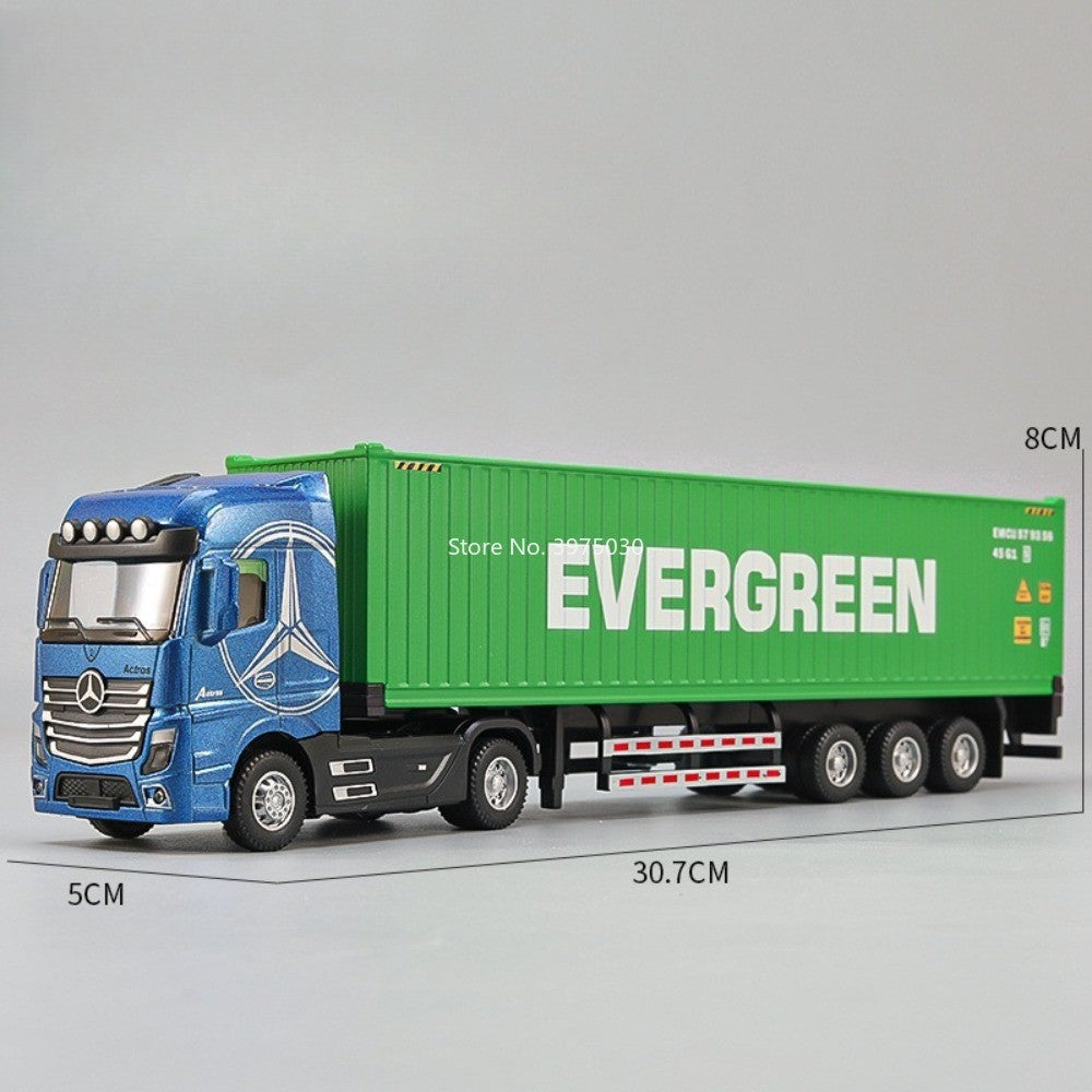 1:50 Modelos de Caminhões Pesados de Liga Leve Veículos de Contêiner Brinquedos Carro de Transporte em Miniatura com Luz e Música Pneus de Borracha Presentes para Crianças