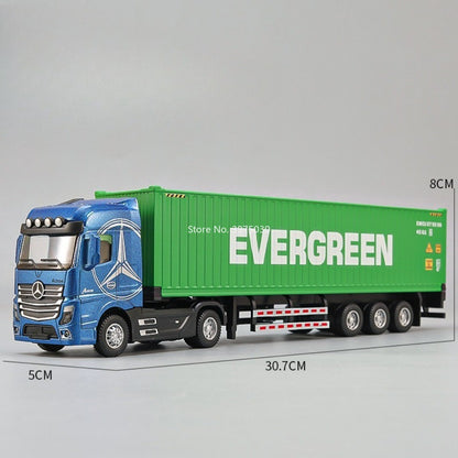 1:50 Modelos de Caminhões Pesados de Liga Leve Veículos de Contêiner Brinquedos Carro de Transporte em Miniatura com Luz e Música Pneus de Borracha Presentes para Crianças