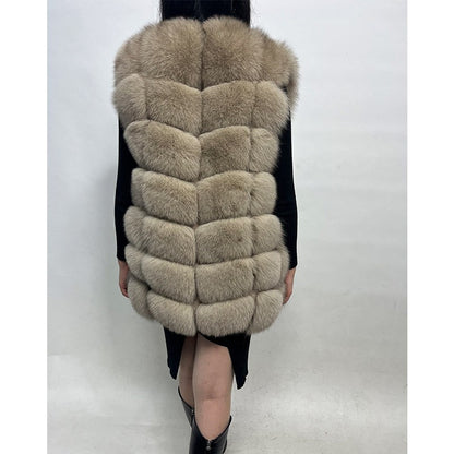 Maomaokong Natural Raccoon Real Fur Coat Ladies Waistcoat Fur Mid-length Winter Warm Real Fur Coat Luxury Women coat Top Vest