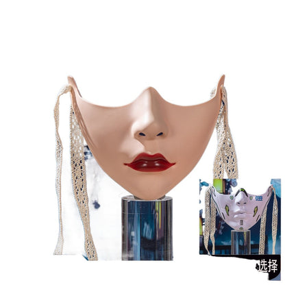 Red Lip Half-face COS Beauty Props Decoration Collection Half-face Decoration Mechanical Wind Adult Men's and Women's Masks