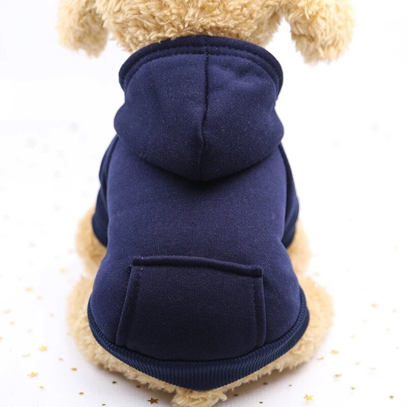 Roupas de Cachorro Fashion Outono e Inverno Roupas para Pequenos Pets Espessamento Quente Cor Sólida Moletom de Duas Pernas com Capuz Produtos Casuais para Pets
